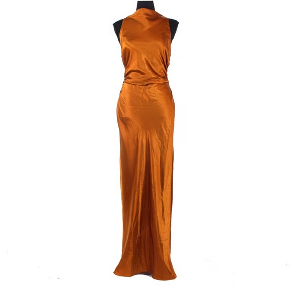 Reformation Dresses & Skirts - Reformation Copper-Orange Satin High-Neck Maxi Dress